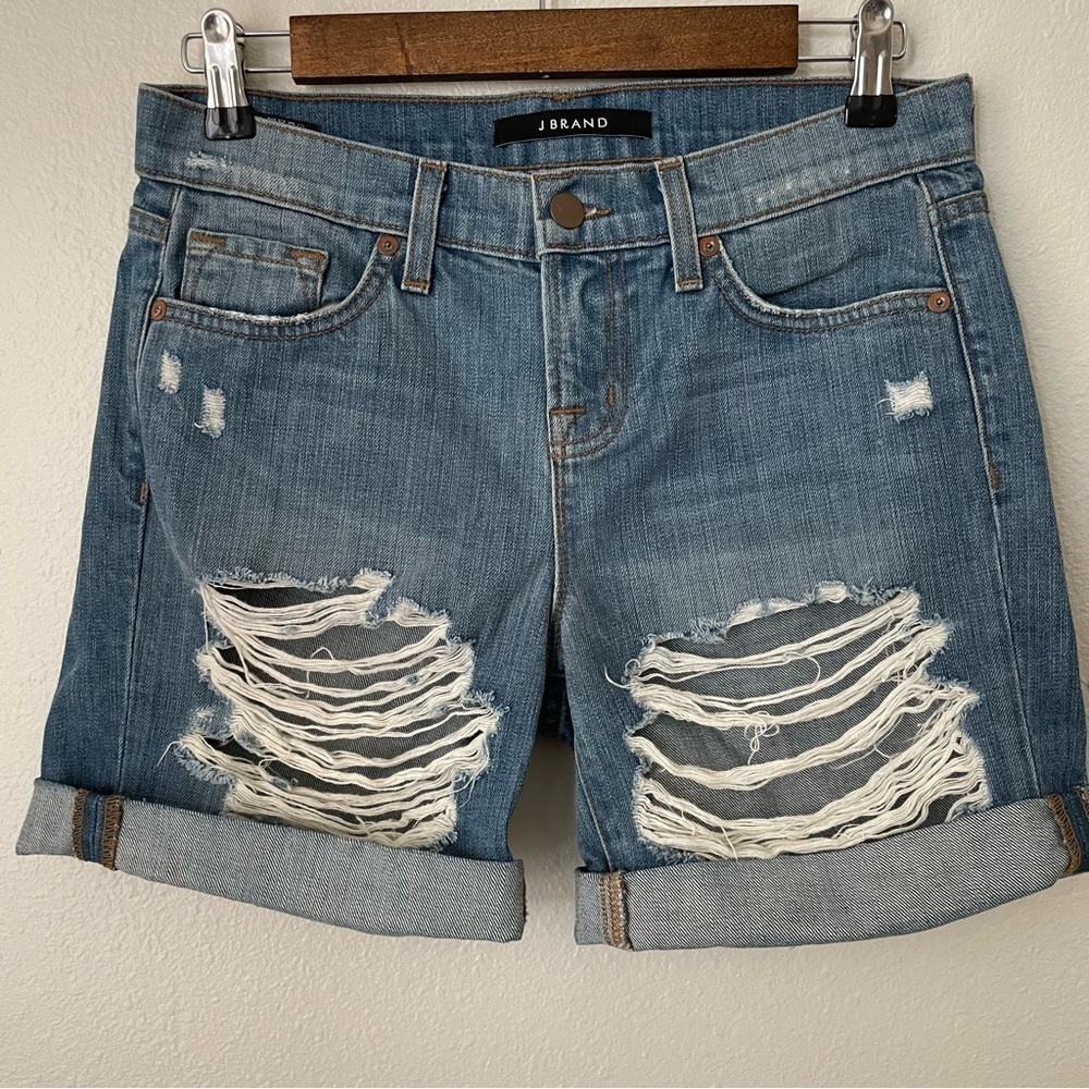 J Brand Womens Distressed Euphoria Denim Jean Shorts Size 24 High Rise Boyfriend